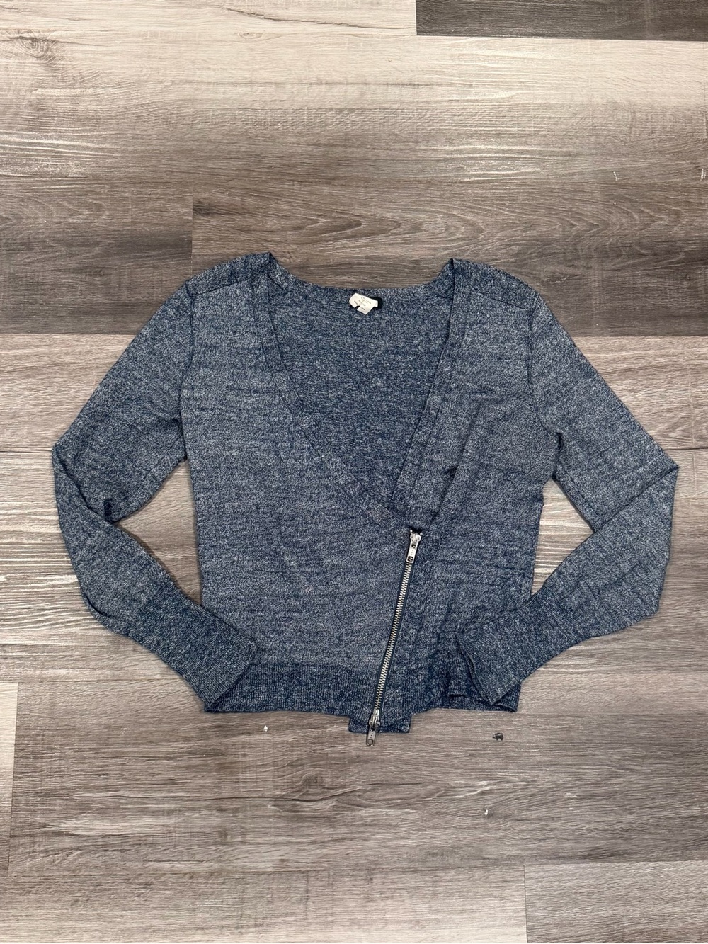 J.CREW Women’s Blue Wrap Sweater Cardigan Merino Wool Linen Knit V-Neck Sz S